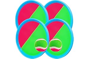 TOMATOYS Juguetes al Aire Libre para Niños - Juego de Lanzar y Atrapar Pelotas con Velcro Impermeable, 4 Palas y 2 Pelotas - Juegos de Piscina y Aire Libre para Niños y Adultos