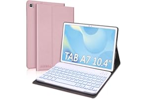 JADEMALL Estuche para Teclado Tablet Samsung Tab A7, Bluetooth Teclado Retroiluminado 7 Color Inalámbrico Desmontable Funda para Samsung Tab A7 2022/2020 10.4 Pulgadas T509/T500/T505/T507, Español Ñ
