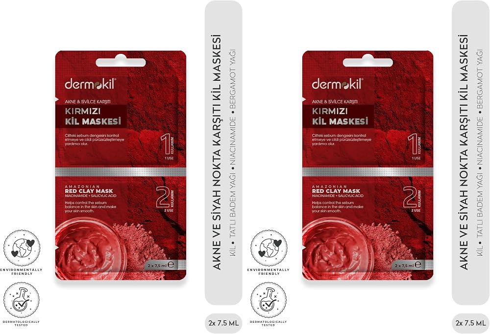 Dermokil Akne ve Siyah Nokta Karşıtı Kil Maskesi 2x 7.5 ml 2li paket