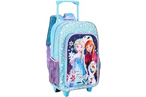 TOP LINEN (NW) LTD Top Linen Kids Travel Trolley Backpack - Wheeled Suitcase Rucksack Bag - Children Favourite Characters Foldable Carry-on Luggage Carrier Bag - Deluxe Frozen Fallow Your Heart Back Pack