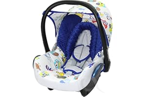 OLOBABY Replacement Seat Cover fits Maxi-COSI CabrioFix Group 0+ Infant Carrier Full Set Cotton (Royal Blue/owl)
