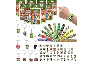 BITOWO 82Pcs MC Party Bag Fillers for Kids Boys MC Slap Bands Keychain Stickers for Party Bags Themed Party Supplies Favours Gaming Party Bag Fillers for Girls Goodie Goody Bag Fillers for Kids