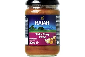 ‎RAJAH Rajah Tikka Currypaste – Scharfe Gewürzpaste angelehnt an das beliebte englische Tikka-Curry – Ideal zum Würzen von Fleisch, Fisch oder Gemüse – 1 x 300 g