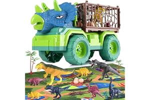 EPPO Dinosaur Camion de Transport Jeu Ensemble Jouet 3-5 Ans Enfants, tyrannosaure Voiture Jouet 3 4 5 6 7 + 8 Ans garçon Fille Cadeau pour Les Enfants