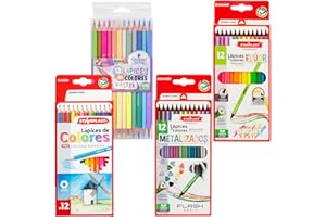 Starplast 48 LÁPICES DE COLORES BÁSICOS Y ESPECIALES Set de 12 lápices de colores básicos y 36 colores especiales, para dibujo artístico, para colorear. Uso escolar y artístico.