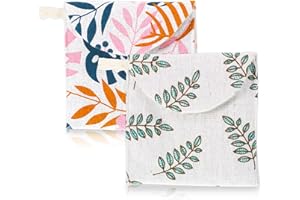Yuomeaz 2 PCS Period Bag, Portable Napkin Period Pouch, Cotton Linen Sanitary Napkin Storage Bag, Travel Sanitary Pad Pouch for Pads, Tampons, Menstrual Supplies