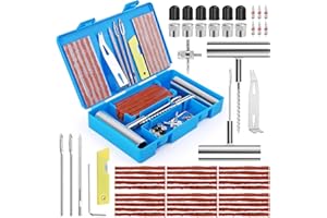 VMUTGA 58 Piezas Kit de Reparación de Neumáticos, Herramienta de Reparación de Pinchazos Kit Repara Pinchazos Coche Portátil Kit Antipinchazos Coche para Motocicleta, Coche, Camión, ATV, Tractores