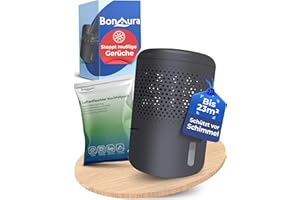 BonAura® Luftentfeuchter ohne Strom - Raumentfeuchter für Keller, Bad uvm. - 680g Luftenfeuchter Nachfüllpack inklusive - Entfeuchter und Luftentfeuchter Granulat im Set - Schutz vor Schimmel