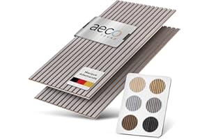 Aeco Sound® - Panneaux Acoustiques En Bois, 2 Pièces De 120x60 cm (= 1,44m²) - Feutre Acoustique (Gris) & Placage En Bois Véritable (Poirier) - Revêtement Mural 3D, Isolation Phonique