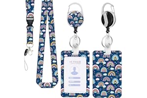 VALICAER 1 juego de 3 Porta Credencial RetráCtil y Cordón de Cuello, Tarjetas Identificativas Lanyard con Tarjetero, Cordón Cruzado de Cuello a la Moda para el Cuello de la Escuela Oficinas (Azul)