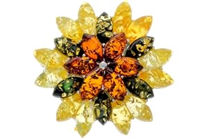 SILVERAMBER JEWELLERY 925 Sterling Silver & Baltic Amber Jewellery - Brooch 4026M