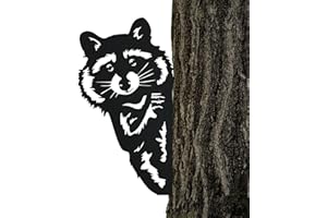 ‎STEELMONKS Baumstecker, Waschbär in Matt Schwarz - Gartendeko für Draußen aus wetterfestem Stahl. Schöne Garten-Verzierung, einzigartig und langlebig.