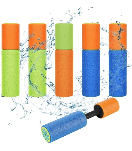 TECHEEL Pistola ad acqua per bambini, 4 pezzi, pistola ad acqua colorata in schiuma, pistola a spruzzo ad acqua, giocattolo da spiaggia, giocattolo acquatico, per ragazzi e ragazze