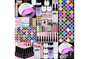 MILAI Kit Unghie Gel Completo-60 ML Acristallo Liquido,Kit Semipermanente Unghie-9pcs 7 ml Gel/180 W UV Lampada,Set Smalto Semipermanente Unghie-Base Top Coat