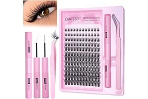 CNMTCCO DIY Extensions de cils, 144 Cluster lash Extension set, D Curl, Kit d'extension de cils personnalisé, Volume touffes de cils pour la maison (8-16 mm Mix)