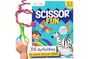 Funcils Toddler Scissor Skills - Art Supplies & Crafts Kit for Kids, Safety Scissors, Fine Motor Toys, Montessori Gifts for Boys & Girls Ages 3, 4, 5, 6, 7 Year Old, Preschool Learning Activity Books