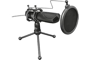 Trust Gaming GXT 232 Mantis Streaming Gaming Microphone for PC, PS4 and PS5, USB Connected, Including Shock Mount, Pop Filter and Tripod Stand, Black