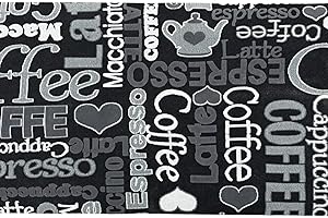 LAVELAHOME Tappeto Cucina Antiscivolo Lavabile in lavatrice | Design Moderno | Coffe Caffe nero grigio bianco | Made in Italy, Fondo in Gomma, Cappuccino (cm 40 x 70)