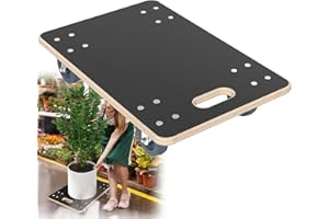 HENGMEI Rollbrett Transportroller 1 Stück Transporthilfe mit 2 Feststellbremse Möbelroller aus Holz Rollwagen für Möbel Transport 200 kg Belastbarkeit pro Plattform mit 360° Rolle, 600 x 400 x 145 mm