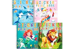 TCJJ 4 Pcs Unicorn Stickerbüch für Kinder 4-10 Jahren, 40 Bilder Stickerbuch Mädchen nach Nummer, Kinder Stickerbücher zur Verbesserung der Intelligenz, für Weihnachtsgeschenke, Schule