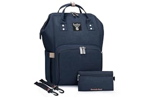 Pomelo Best Sac à Dos à Langer Bébé en Oxford Imperméable - Sac à Langer Maternité Multifonction avec Sangles de Poussette Détachable - Grand Capacité et Portable