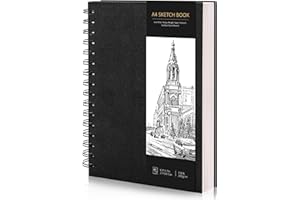 WSICSE Skizzenbuch A4, Zeichenblock Skizzenpapier Zum Zeichnen Malblock 200g/m² Dickes Papier Spiralbindung für Künstler Kinder Studenten (60 Blatt/120 Seiten)