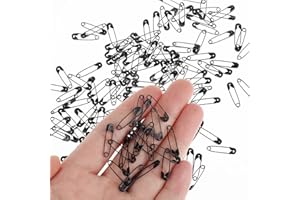 WLLHYF 150 imperdibles negros pequeños de acero inoxidable de 19 mm con caja de almacenamiento para ropa, arte, manualidades, bricolaje, accesorios para el hogar