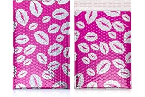 Yomuse 25pcs Padded Envelopes, 180mm x 260mm (7.1x10.2 Inch) Kiss Poly Bubble Mailers Self Seal, Waterproof Postal Bags for Mailing/Packaging (Hot Pink)