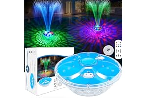 DeeprBling Floating Fountain Pool with Light Show, Rechargeable Water Fountain Pool with Anchor, 2 Spray Modes & 7 Light Modes with Remote Control & Buttons, Pool Fountain Floating