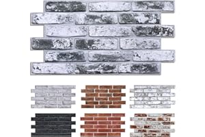 Commomy 12 Pezzi Pannelli murali 3D Adesivi Murali Mattone, 58 x 30 cm, Pannelli Decorativi per Pareti 3D Mattoni, PVC, Rivestimento Murale Finto Mattone Decorazione per Pareti Interne (2,08 m²)