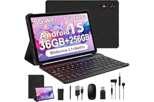 WOREGOO 11 Pollici Android 15 Tablet, 5G WiFi, Tablet in Offerta Octa-Core, 36GB RAM+256GB ROM (1TB TF), Display 2000x1200 FHD, Widevine L1/8+13MP/8000mAh/GMS/GPS, con Tastiera+Mouse (Nero)