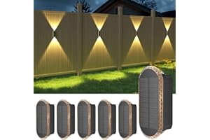 ELLASAY Lampe Solaire Exterieur Applique: Lot De 6 Up and Down LED lumiere Murale Jardin - IP65 Étanche Avec 3000K/4000K/6500K - Éclairage Puissant Pour Clôture Patio Terrasse Cour