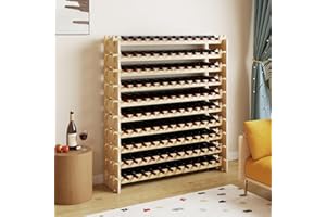 RELAX4LIFE Portabottiglie Vino per 36/72/108 Bottiglie in Legno, Cantinetta a 6/9 Livelli, Ripiani Impilabili con Montaggio a Incastro, Scaffale Salvaspazio,Vintage, per Cucina, Bar (120 Bottiglie)