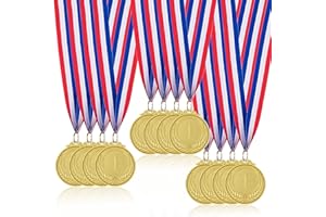 Donrime Medallas para NiñOs, 12 Piezas Medallas de Metal Dorado Ganador con Cintas, Premios del Día Deportivo, Competiciones de Juegos, Regalos de Fiesta para NiñOs Adultos
