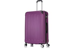 Flexot® Flex-2045 Koffer (16 Farben zur Auswahl) Zwillingsrollen Reisekoffer Trolley Hartschale (XL, Aubergine)