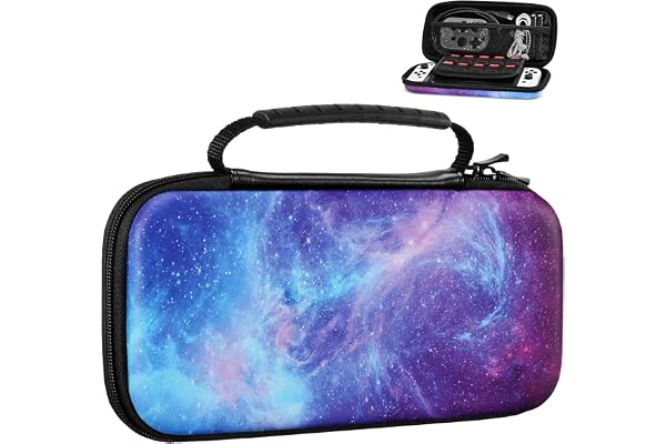 MoKo Étui de Transport Compatible avec Nintendo Switch OLED Modèle 2021/Switch, Housse de Rangement en EVA avec 10 Fentes Cartes de Jeu, Coque de Protection Portable pour Switch Accessoires, Ciel