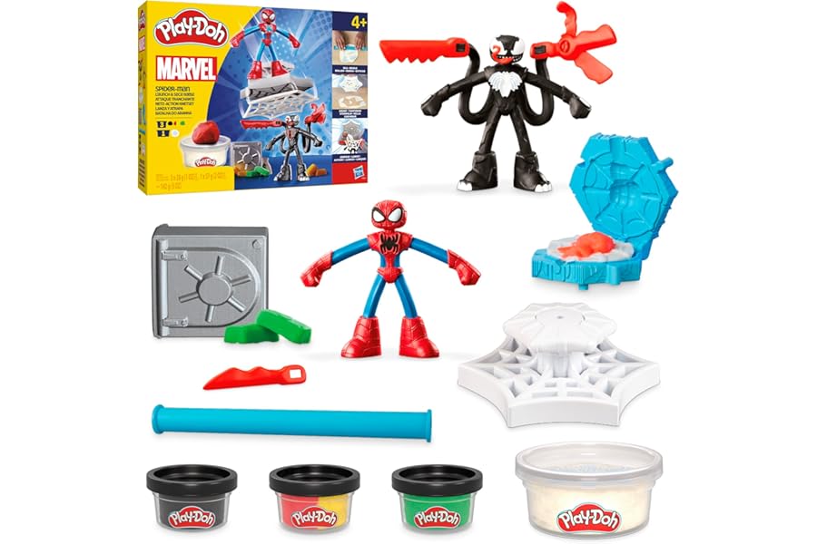 Play-Doh Spider-Man Launch & Slice Battle Playset, Non-Toxic Modelling Compound Set for Boys and Girls, Creative Toys for 4+ Year Old Kids