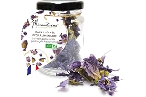 MIRONTAINE - Pot de Mauve Séchée Bio - Décoration Fleurs Alimentaires Naturelles pour Pâtisseries - Déco Comestible & Végétale - Biologique - Fabriqué en France - 1,5g - 418