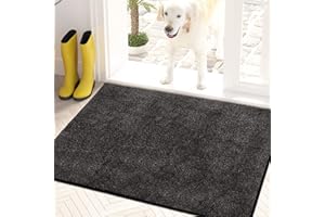 PURRUGS Dirt Trapping Door Mat 50 x 80 cm, Non-Slip Machine Washable Entryway Rug, Dog Door Mat, Super Absorbent Entry Rug for Front Door, Back Door, Muddy Shoes and Paws, Charcoal