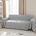 LHGOGO Waffle Throws for Sofas Large 2 or 3 Seater Woven Sofa Throw Blanket with Tassels Reversible Large Throws for Settees Couch Love Seat Double Bed and Armchair 180x230cm - Light Grey
