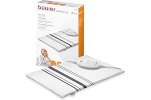 ‎BEURER Beurer HK 25 Heizkissen, kuscheliges Wärmekissen mit 3 Temperaturstufen, Abschaltautomatik und Sicherheitssystem, made in Europe, maschinenwaschbar, 40 x 30 cm, weiß-grau