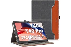 DLveer Funda para Teclast T40S/T40 Pro 10.4 Pulgadas, Estuche de Cuero PU con Soporte Multiángulo y Bolsillo, Función de Auto-Sueño/Estela,Denim Negro