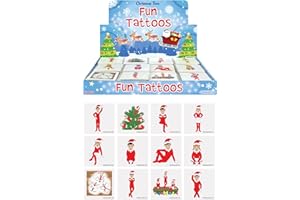 Henbrandt 48 x Mini Elfin Around Christmas Temporary Transfer Tattoos for Kids Naughty Elves Festive Xmas Stocking Advent Calendar Fillers