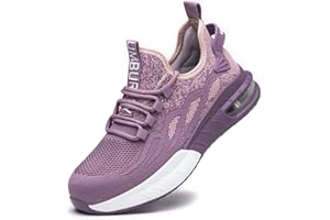 R-Win Safety Shoes for Women Women Lightweight Air Cushion Safety Trainer Steel Toe Cap Trainers Breathable Purple Black Blue Work Shoes Construction Industrial Boots