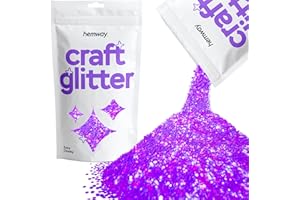 Hemway Craft Glitter Multi Purpose Flakes for Arts Crafts Tumblers Resin Epoxy Nails Wax Scrapbook Glass Schools Decorations - Fluorescent UV Neon Purple - Extra Chunky (1/24" 0.040" 1mm) 100g / 3.5oz