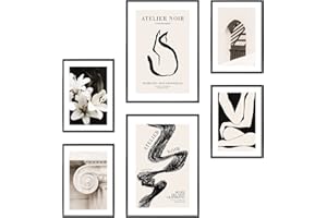 Heimlich Cuadros Decorativos - SIN Marcos -Decoración Colgante para Paredes de Sala, Dormitorios y Cocina - Arte Mural | 2 x A3 & 4 x A4-30x42 & 21x30 | » Atelie Arquitectura Flores «