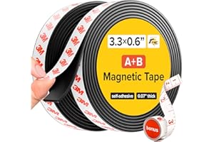 X-BET MAGNET Flexible Magnetic Tape Roll - Strong Self-Adhesive Magnetic Strips for Fly Screens, DIY Projects, and More | Cut-to-Fit Sticky Magnet Tape (A+B)