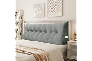 ‎JOHNEAR Johnear Wedge Cushion, Reading Cushion for Bed and Sofa, Backrest Cushion, Back Cushion, Headboard, Bed Backrest, Large Triangular Lumbar Cushion (Grey, 200 cm)