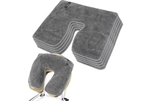 VIVOTE 5pcs Ultra Soft U-shaped Face Cradle Covers, Microfiber Salon Esthetician Towels, Facial Cradle Cover for Massage Beds & Chairs, Beauty Salon Spa, Grey 28X35CM