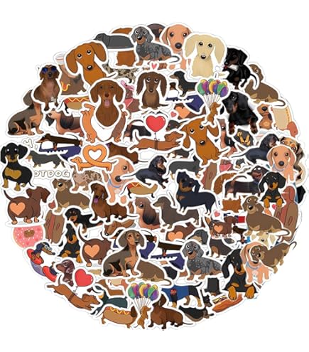 JTMKYO 110 vellen realistische waterdichte zelfklevende hondenstickers, waterdichte zelfklevende stickers, stijlvolle stickerset, dierenstickers voor laptops, bagage en scrapbooking